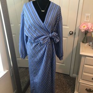 Elegant Striped Wrap Dress